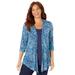 Plus Size Women's Cardigan and Tank Duet by Catherines in Navy Foliage Paisley (Size 4X)