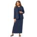 Plus Size Women's 2-Piece Stretch Crepe Single-Breasted Maxi Jacket Dress by Jessica London in Navy (Size 28 W)