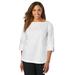 Plus Size Women's Stretch Poplin Button Boatneck Tunic by Jessica London in White (Size 28 W)