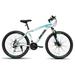 SOCOOL Mountain Bike 26 Wheels 17 Aluminum Frame Bicycle for Adults and Youth Shimano Parts Mens and Womens -White & Black & Blue DW065BK