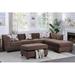 Brown Sectional - Latitude Run® Amadsey 112" Wide Chenille Reversible Modular Sofa & Chaise w/ Ottoman Chenille/Upholstery | Wayfair