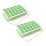 Ice Cube Trays Set of 2 Easy Release 24 Flexible Silicone Ice Cube Molds with Removable Lid Reusable Freezer Ice Trays Stackable for Whiskey Baby Food BPA Free