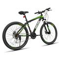 SOCOOL Mountain Bike Lock-Out Suspension Fork 21-Speed Shimano Drivetrain 26 72 Spokes Wheels Updated Dual Disc Brake MTB Bicycle for Men Women Adult Youth Black&White&Green Stripes RI2129BK