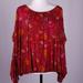Free People Tops | Euc Free People Floral Wildflower Honey Peasant Blouse Top, Sz - Lg | Color: Orange/Red | Size: L