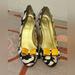 J. Crew Shoes | J. Crew Black White Fabric Pump Italian Made Yellow Bow | Color: Black/White | Size: 6.5