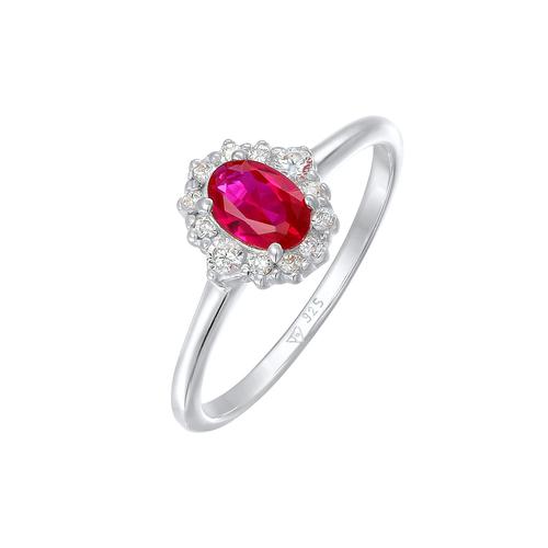 Elli Cocktailring Synthetischer Rubin Zirkonia 925 Silber 54 Damen
