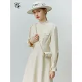 FSLE-Robe longue française élégante avec oreilles en bois pour femme col montant coupe-vent doux