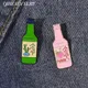 SoMozambique-Broche en émail insigne de vin pêche rose frais épinglette de bouteille verte joli