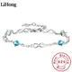 Bracelet en argent Sterling 925 avec Zircon bleu clair pour femme bijoux de luxe cœur d'océan