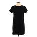 Cable & Gauge Casual Dress - Shift Crew Neck Short sleeves: Black Print Dresses - Women's Size Small