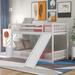 Twin Over Twin Floor Bunk Bed with Convertible Slide & Stairway, Wood Bunkbed Frame, Space-Saving Design for Kids Teens Bedroom