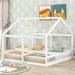 Twin Size House Platform Bed, Wood 2 Shared Bedframe with Little Stairway for Kids Teens Adults, 2 in 1, No Need Spring Box