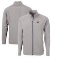 Men's Cutter & Buck Gray New York Giants Adapt Eco Knit Hybrid Recycled Full-Zip Throwback Jacket