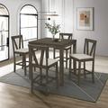 Red Barrel Studio® 5 - Piece Counter Height Dining Set Wood/Upholstered in Brown/Gray | 35.38 H x 35.46 W x 35.46 D in | Wayfair