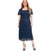 Plus Size Women's Square-Neck Lace Jessica Dress by June+Vie in Navy (Size 10/12)