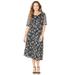 Plus Size Women's Stretch Lace Fit & Flare Dress by Catherines in Black Floral Paisley (Size 5X)
