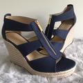 Michael Kors Shoes | Michael Kors Damita Platform Wedge Sandal | Color: Blue/Gold | Size: 9.5