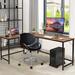 Inbox Zero L-Shape Desk Wood/Metal in Black | 29 H x 66 W x 49.5 D in | Wayfair 7230FA237B924A29A531E3F5DAE010DF
