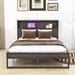 Latitude Run® Wooden Platform Bed w/ Storage Headboard, Socket & USB Port Wood in Gray | 45 H x 63 W x 87 D in | Wayfair