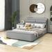 Latitude Run® Upholstery Platform Bed w/ Storage Headboard & Footboard Metal in Brown/Gray | 39 H x 64 W x 96 D in | Wayfair