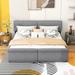 Latitude Run® Upholstery Platform Bed w/ a Drawer on Both Sides Wood & /Upholstered/Linen in Brown/Gray | 40 H x 82 W x 88 D in | Wayfair