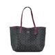 COACH WOMENS City Tote In Signature Canvas, Graphite Black Cherry, One Size