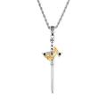 HELLOICE Sword Crown Cross Necklace 18K Gold Plated 5A CZ Stones Sword Pendant Necklace With 24" Chain for Men Women, Cubic Zirconia, Cubic Zirconia