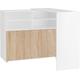 Bartisch FMD "Soest" Tische Gr. B/H/T: 150 cm x 112 cm x 50,2 cm, weiß (weiß, eiche nb, weiß, weiß) Bartische, Theken Tresen ausklappbar, auch als Schreibtisch im Home Office