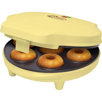 BESTRON Donut-Maker "ADM218SD Sweet Dreams" Waffeleisen im Retro Design, Antihaftbeschichtung, Gelb gelb (vanille)