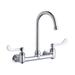 Elkay LK940GN05T4H Splash Mount Faucet w/ 5" Gooseneck Spout & 4" Wrist Blade Handles - 8" Centers, Silver