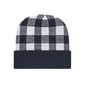 CAP AMERICA RKP12 USA-Made Plaid Beanie Hat in Navy Blue/White | Acrylic