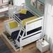 Twin Over Full Bunk Bed with 2 Storage Drawers & Ladder, Wood Bunkbed Frame Can Be Divided into 2 Beds for Kids Teens Bedroom