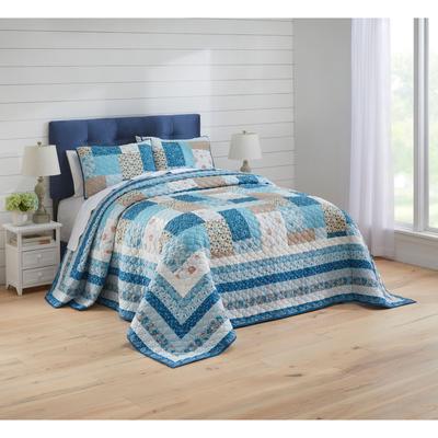 Concord Bedspread by BrylaneHome in Blue Multi (Size QUEEN)