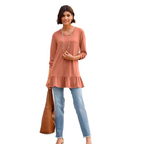 „Longshirt CLASSIC BASICS „“Shirt““ Gr. 42, orange (papaya) Damen Shirts Jersey“