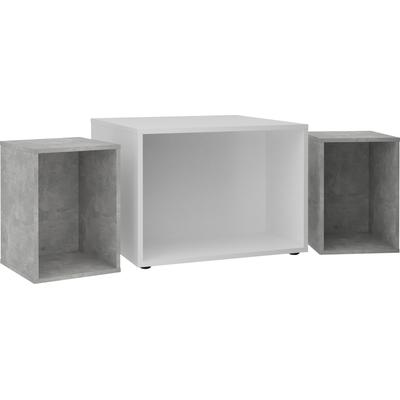 Couchtisch FMD "Joker 2", weiß (weiß, beton la, weiß, weiß), B:67,5cm H:50cm T:67,5cm, Tische, Couchtisch Eckige Couchtische Image