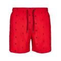 Badeshorts URBAN CLASSICS "Herren Embroidery Swim Shorts" Gr. XL, US-Größen, bunt (leaf, firered, navy) Herren Badehosen Badeshorts