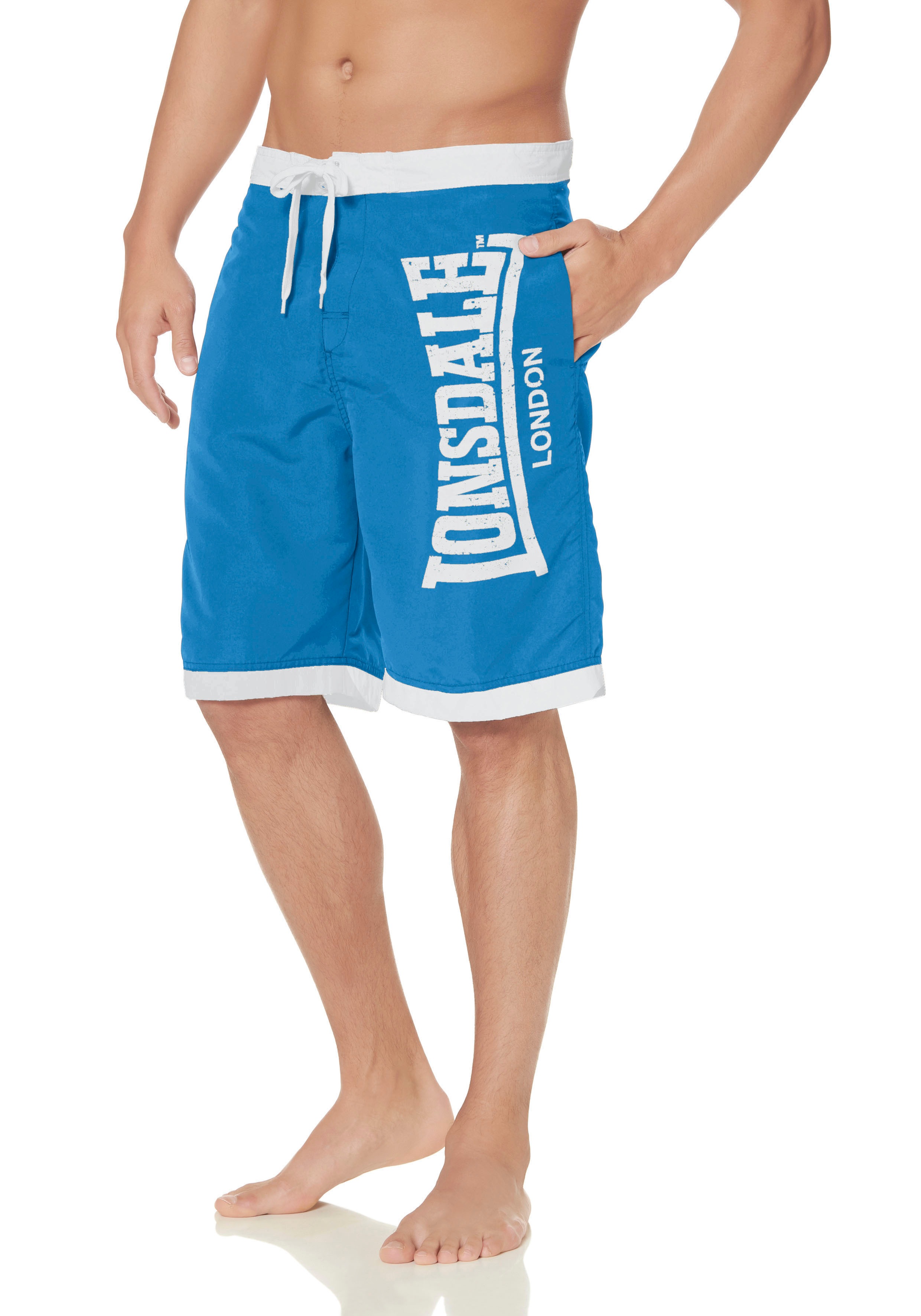 Boardshorts LONSDALE "CLENNELL", Herren, Gr. XXL, N-Gr, blau (hellblau), Obermaterial: 100% Polyester. Futter: 100% Polyester, Sportlich, bequem, Hosen, Badeshorts, Innenhose aus Mesh Image