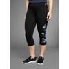 Leggings KANGAROOS, Damen, Gr. 54, N-Gr, schwarz (schwarz, bedruckt), Obermaterial: 95% Baumwolle, 5% Elasthan, sportlich, schmal 3/4-Länge, Hosen, Große Größen, Topseller