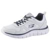 Sneaker SKECHERS "Track-Scloric", Herren, Gr. 44, blau (weiß, navy), Textil, Leder, sportlich, Schuhe, Freizeitschuh, Halbschuh, Schnürschuh mit Skechers Memory Foam