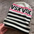 Victoria's Secret Accessories | Nwot Victoria’s Secret Sport Striped Hat- One Size Fits All | Color: Black/Cream | Size: Os