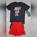 Nike Matching Sets | Nwt Boys Size 4 Nike Black And Red Just Do It Dri-Fit 2 Piece Set | Color: Black/Red | Size: 4b