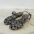 Coach Shoes | Coach Shirley Gray Black Canvas Logo Print Thong Sandal Silver Accent - Us 7.5 | Color: Black/Gray | Size: 7.5