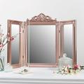 Melody Maison Rose Gold Pink Ornate Dressing Table Triple Mirror