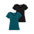 Funktionsshirt FAYN SPORTS "Double Pack Essential" Gr. 44, grün (schwarz, petrol) Damen Shirts Funktionsshirts