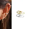 Huggie – boucle d'oreille en argent Sterling S925 Piercing d'oreille chaîne glands cerceau