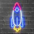 Neon led Rocket 41,5CM - Neon Mural Fusée sur Secteur - Lampe Neon Enseigne avec Interrupteur