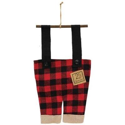 Santa's Buffalo Check Suspenders Large Hanger Ornament - 17.50"L x 0.25"H x 10"W