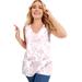 Plus Size Women's V-Neck One + Only Tank Top by June+Vie in Soft Blush Marble (Size 22/24)