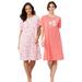 Plus Size Women's 2-Pack Short-Sleeve Sleepshirt by Dreams & Co. in Sweet Coral Bees (Size 3X/4X) Nightgown
