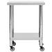 Ebern Designs Kitchen Work Table Hotel Prep Work Table w/ Wheels Stainless Steel in Gray | 33.5 H x 31.5 W x 17.7 D in | Wayfair